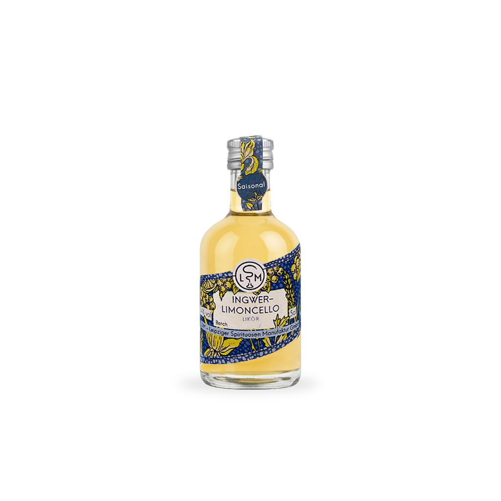 Ingwer Limoncello in der 50 ml Miniaturflasche
