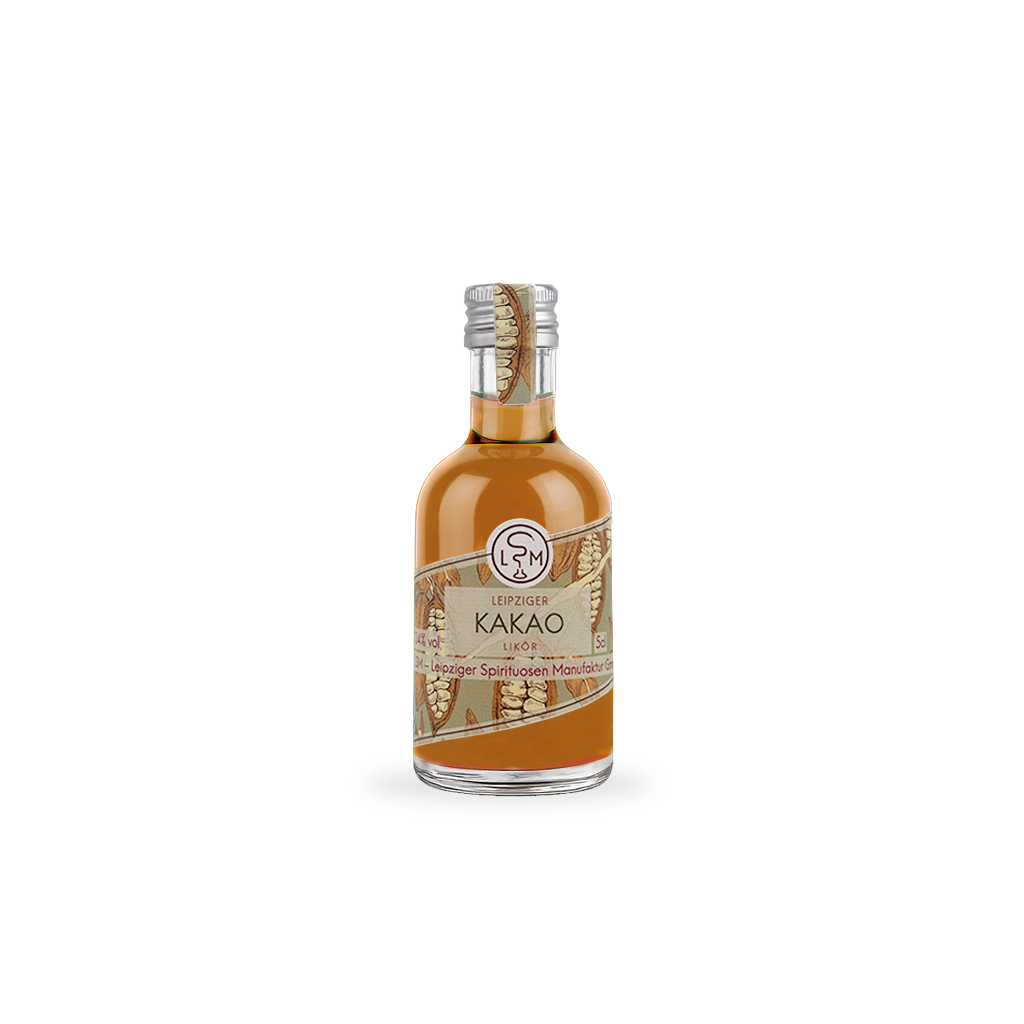 Leipziger Kakao Likör in der 50 ml Miniaturflasche der Leipziger Spirituosen Manufaktur