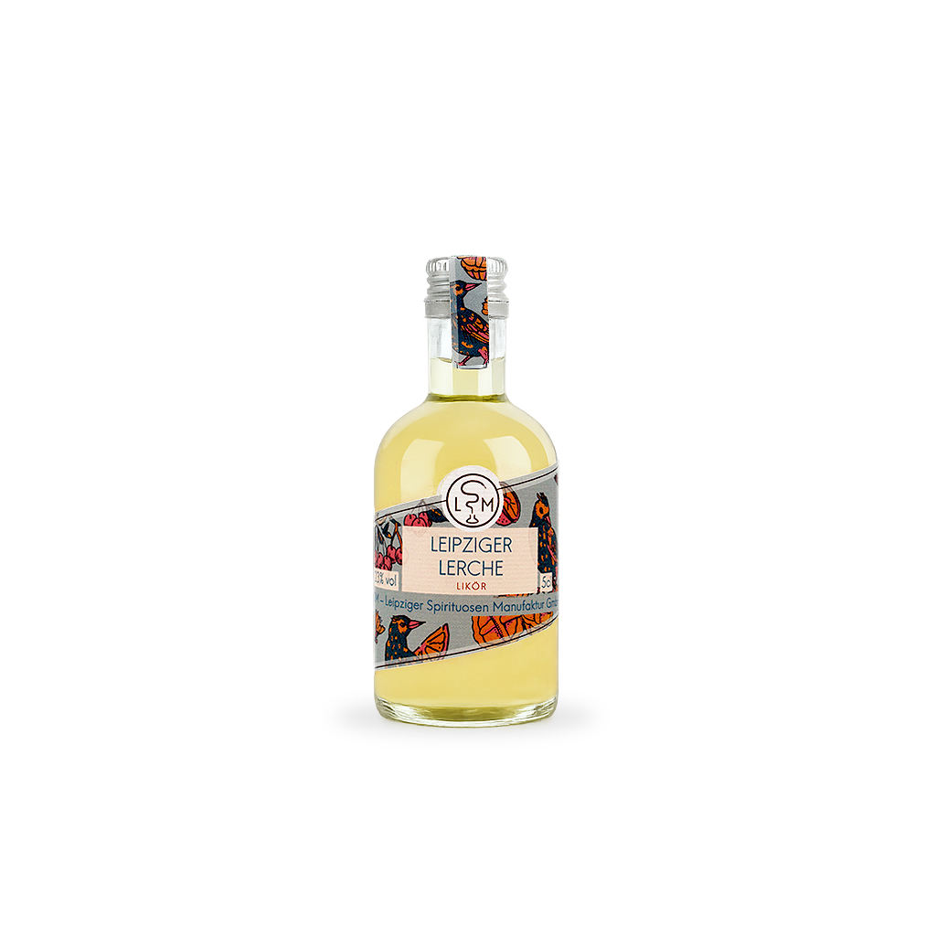 Leipziger Lerche Likör in der 50 ml Miniaturflasche