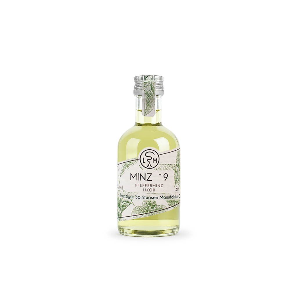 Minz Pfefferminzlikör in der 50 ml Miniaturflasche