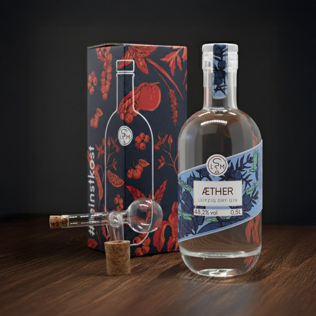 ÆTHER Gin Geschenkset mit Verpackung + Ausgießer