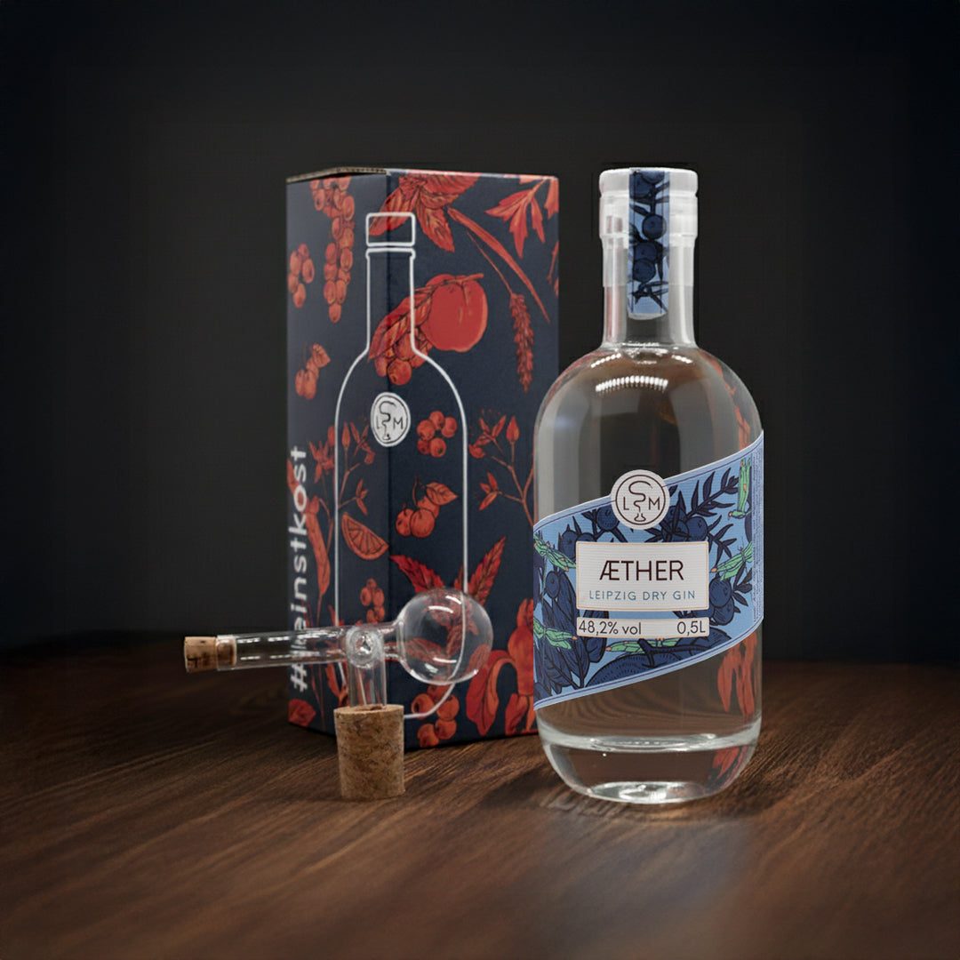 ÆTHER Gin Geschenkset mit Verpackung + Ausgießer