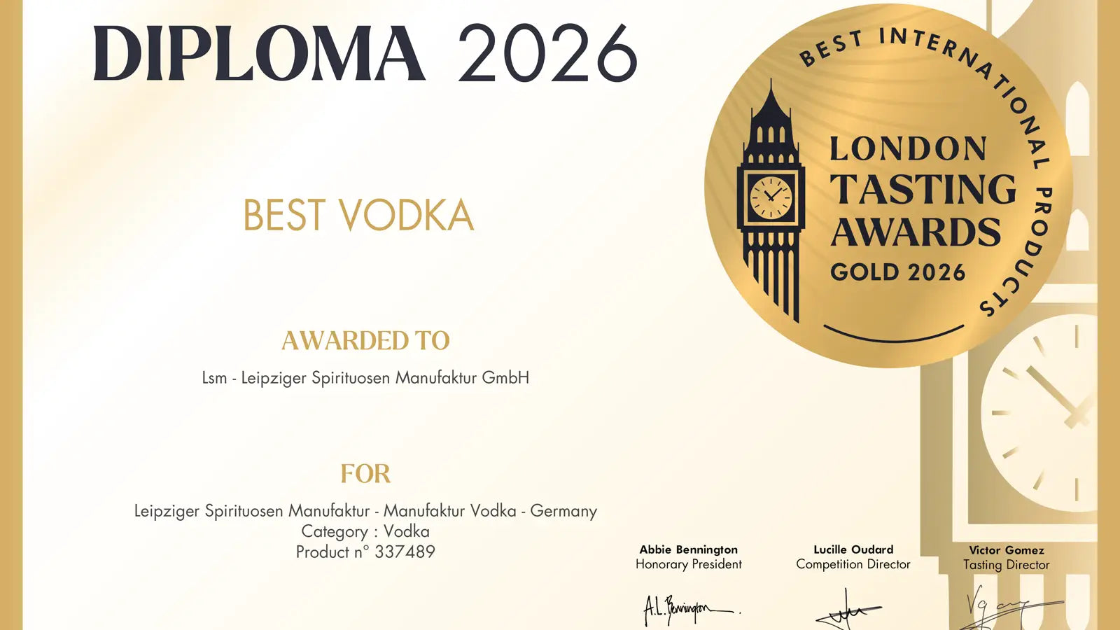 Internationale Auszeichnung für Leipziger Vodka beim London Tasting Award