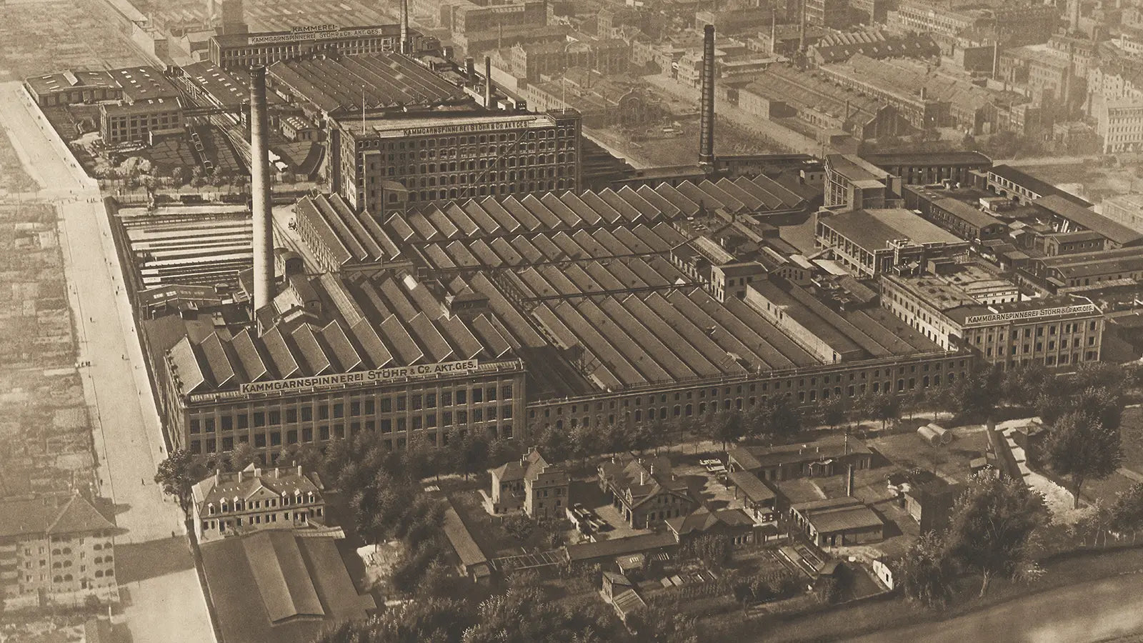 Historische Fotografie der Stöhrwerke in Leipzig Plagwitz zur Zeit der Industrialisierung