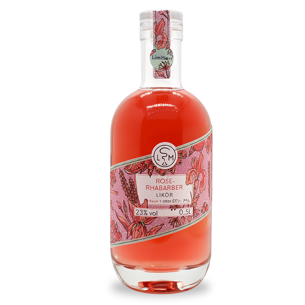 Rose-Rhabarber Likör in der 500 ml Flasche