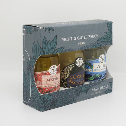 Leipziger Spirituosen Manufaktur - Tasting Set herb, 3 50 ml Flaschen in Geschenkverpackung